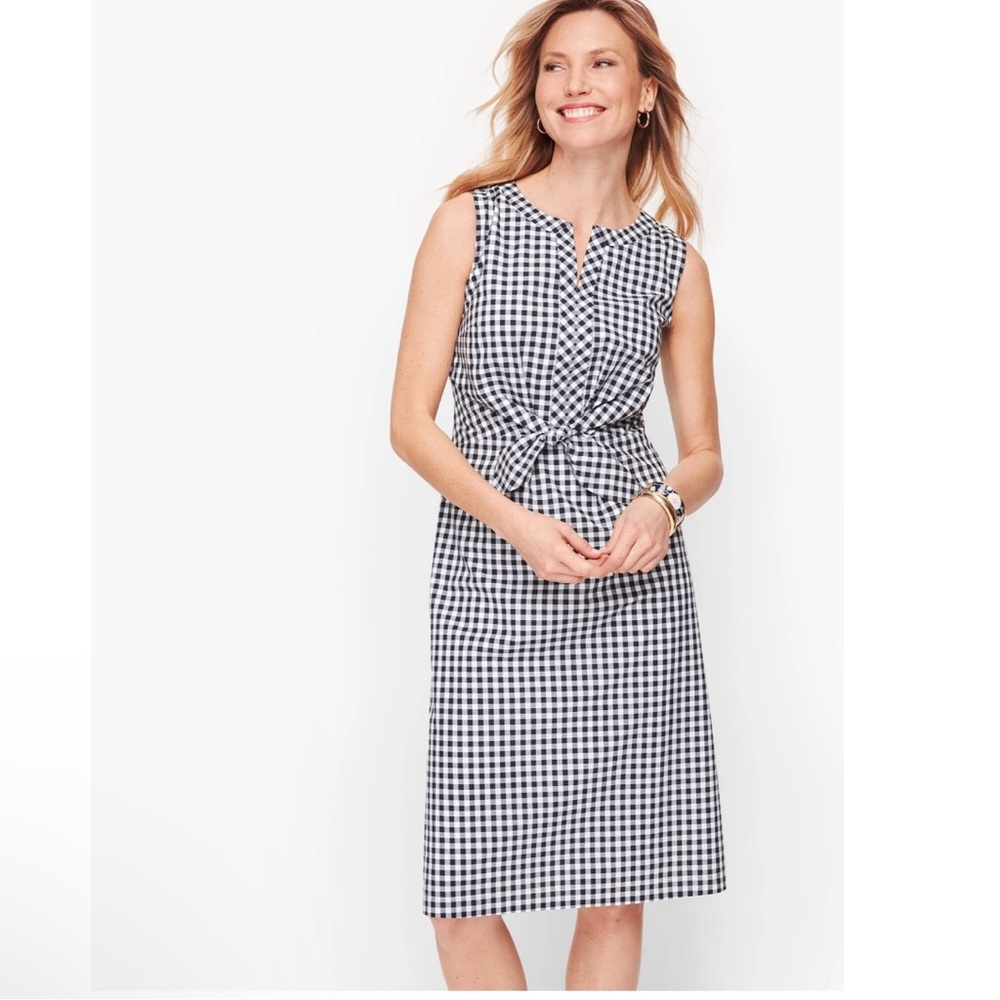 Talbots Black and White Sleeveless Midi Dress